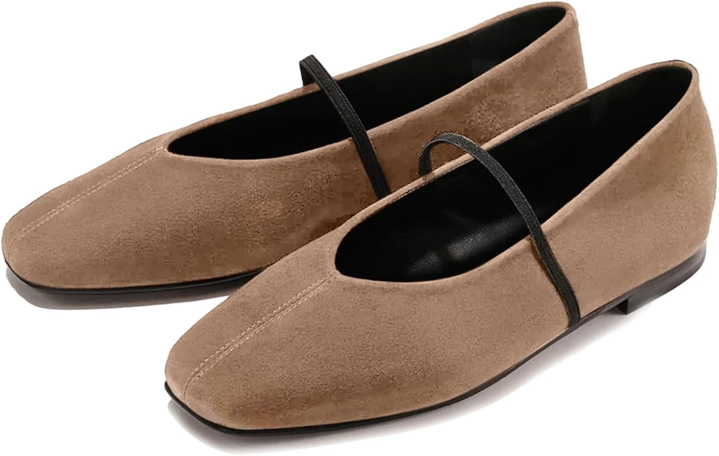 Ballet Flats for Women Square Toe Mary Jane Flat Comfort Slip On Work Ballerina Shoes with Elasti... | Amazon (US)