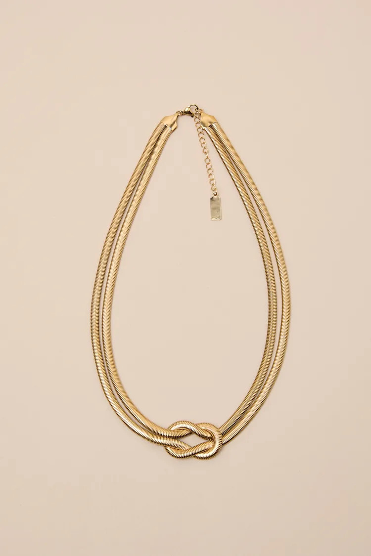 Hebah Gold Snake Chain Knotted Necklace | Lulus