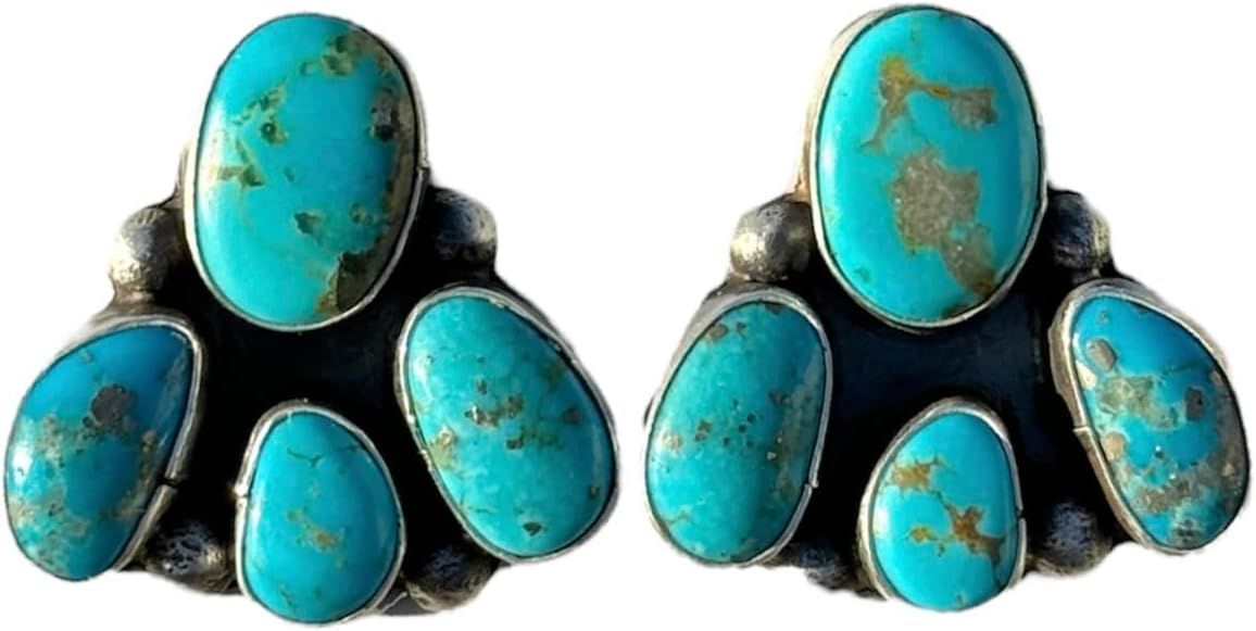 Navajo Native American 925 Sterling Silver Turquoise Cluster Earrings. JM, Blue | Amazon (US)