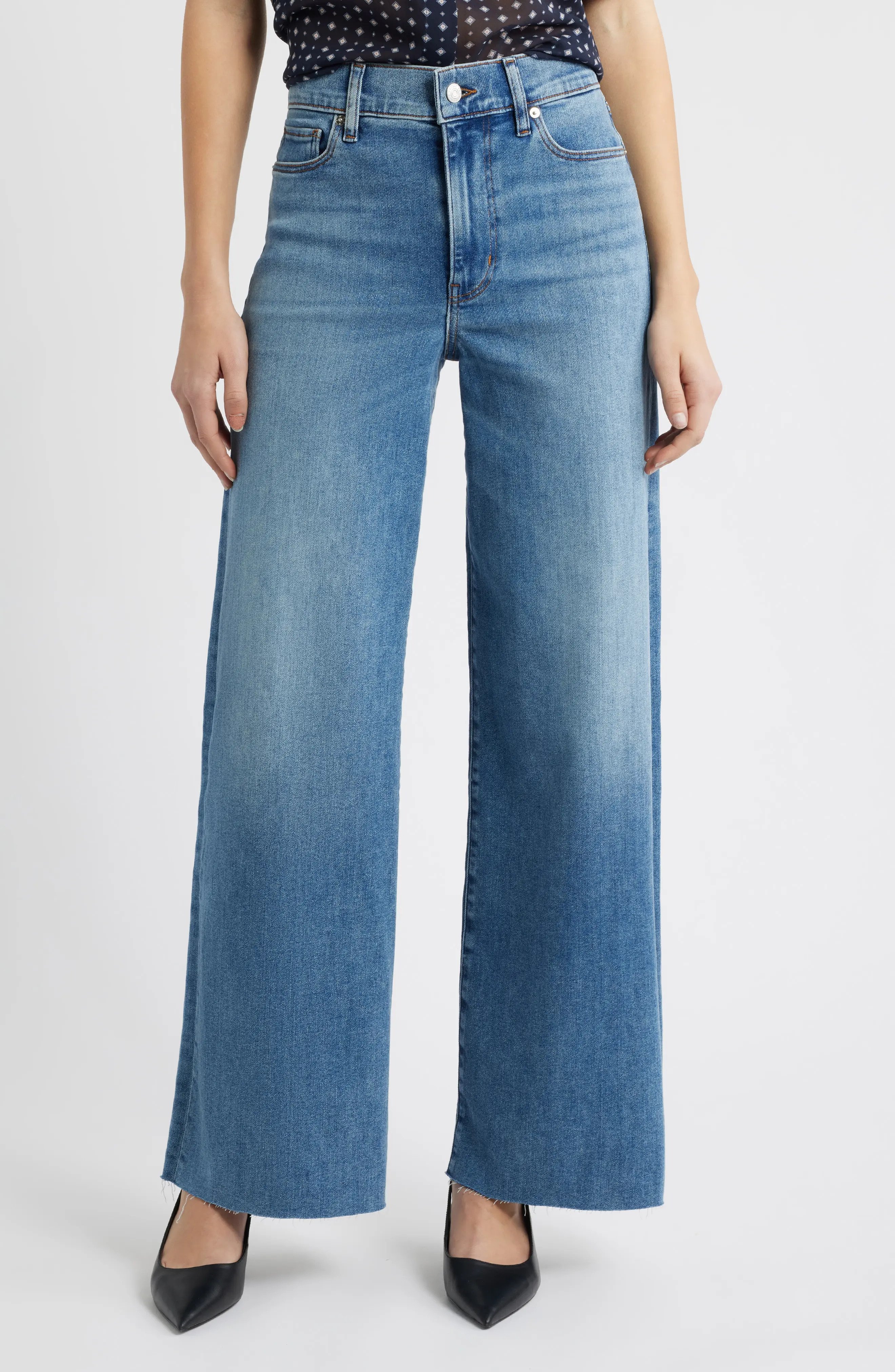 Le Slim Palazzo Raw Hem High Waist Wide Leg Jeans (Women) | Nordstrom | Nordstrom