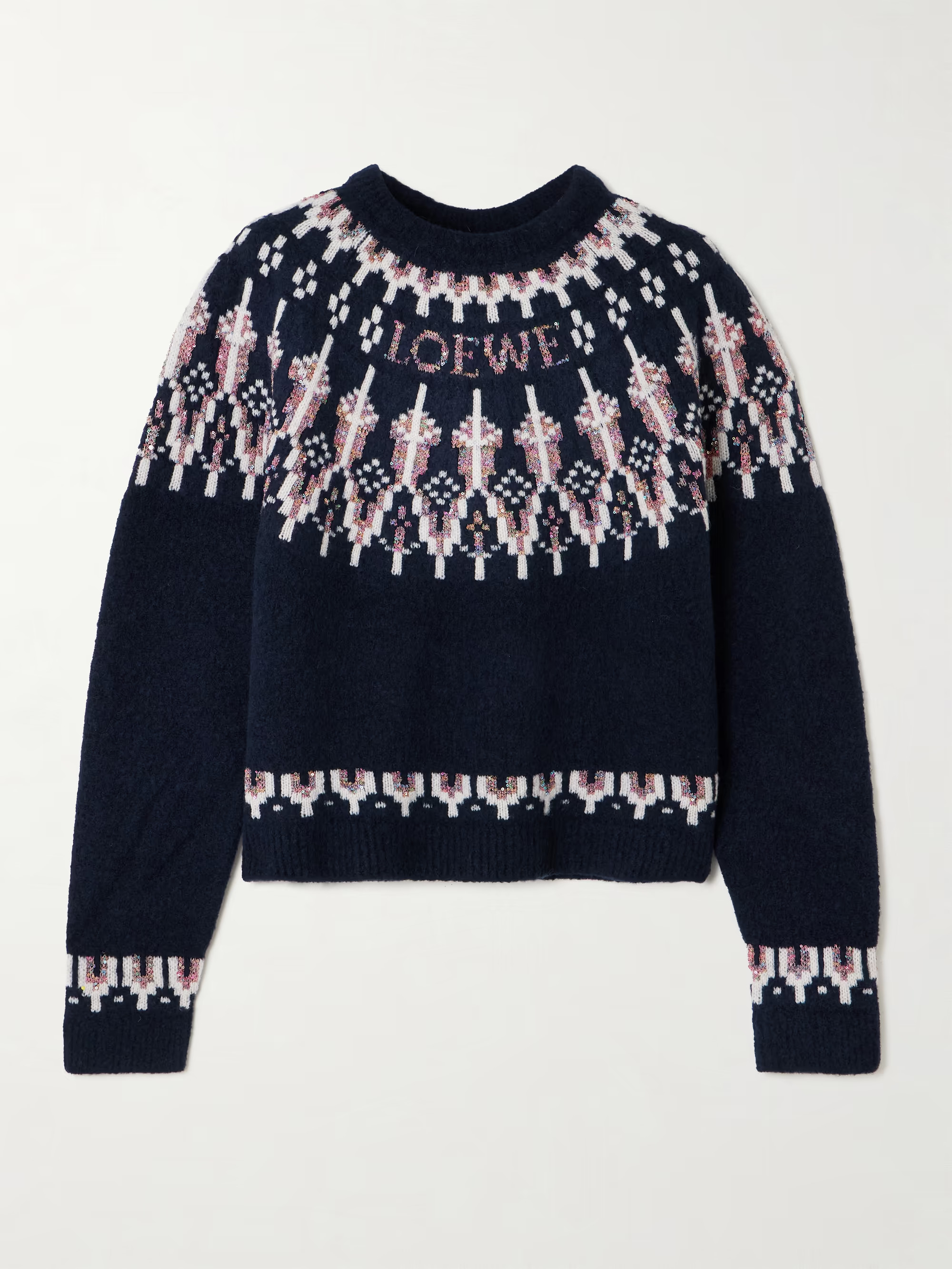 Sequin-embellished Fair Isle wool-blend sweater | NET-A-PORTER (UK & EU)