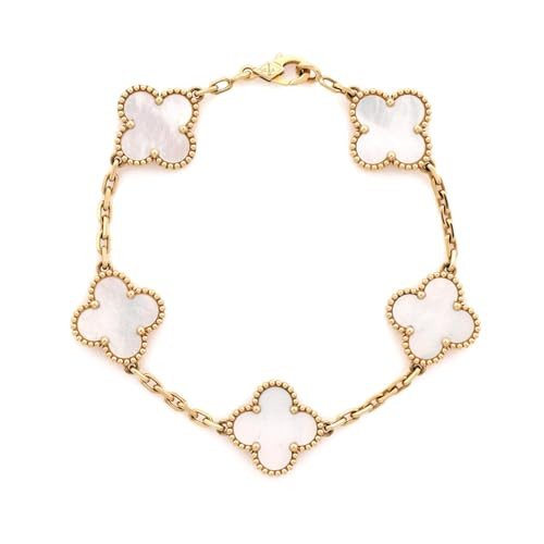 Van Cleef & Arpels, Pre-Loved Vintage Alhambra 5 Motifs Bracelet 18K Yellow Gold and Mother of Pearl, Yellow Gold | Amazon (US)