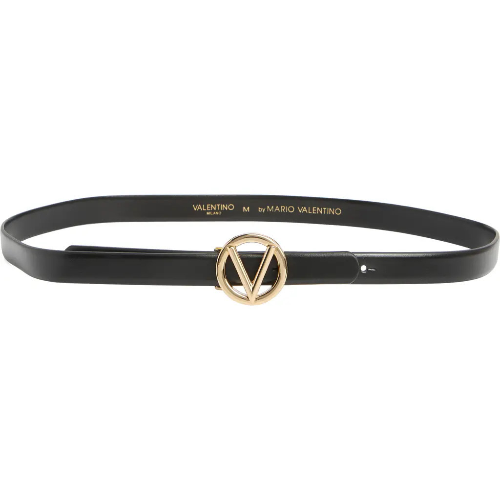 VALENTINO BY MARIO VALENTINO Baby Bombe VLOGO Leather Belt in Black at Nordstrom Rack, Size X-Large | Nordstrom Rack