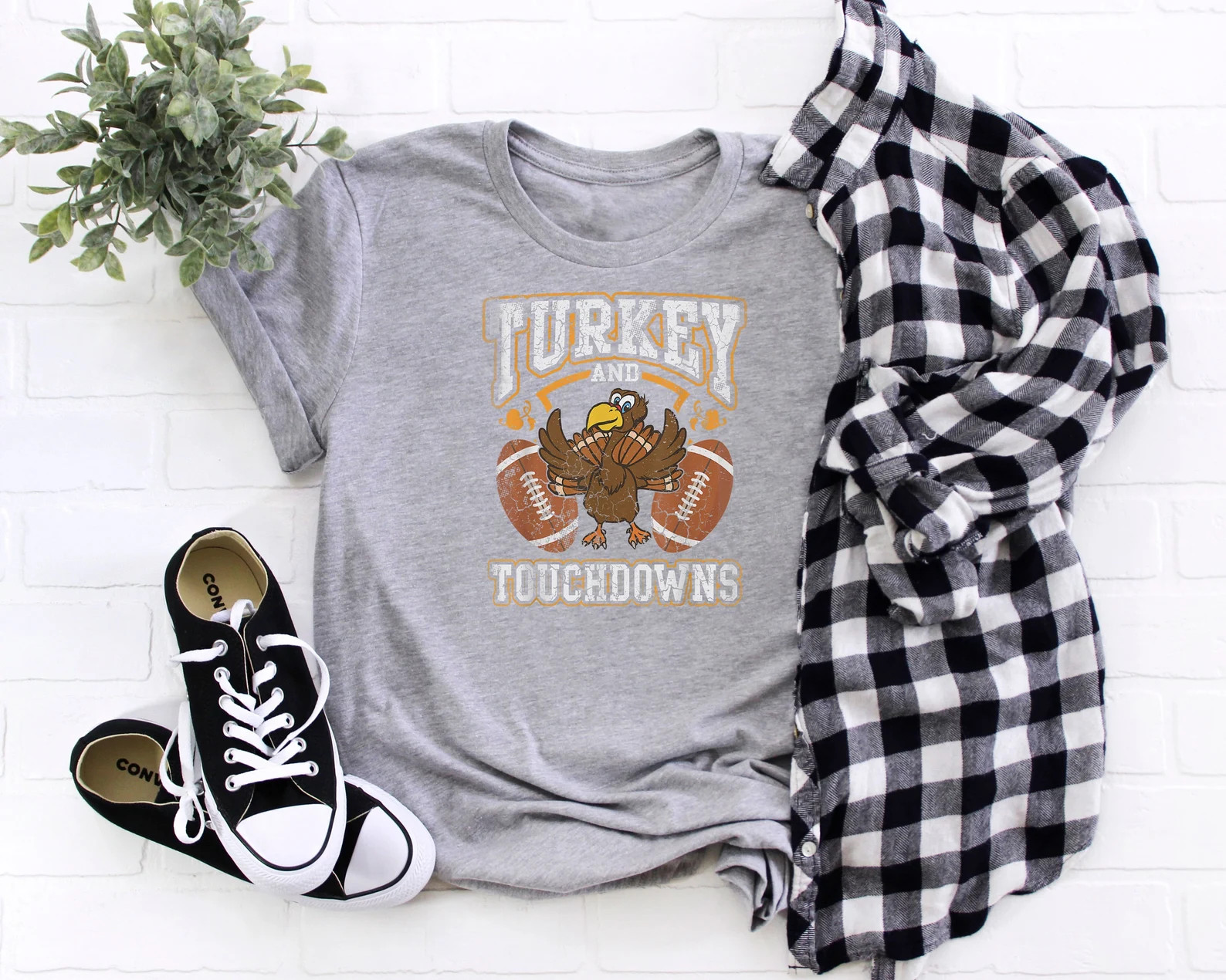 Turkey And Touchdowns Shirt, Thanksgiving Shirt, Happy Thanksgiving Shirt, Fall Shirt, Thanksgivi... | Etsy (US)