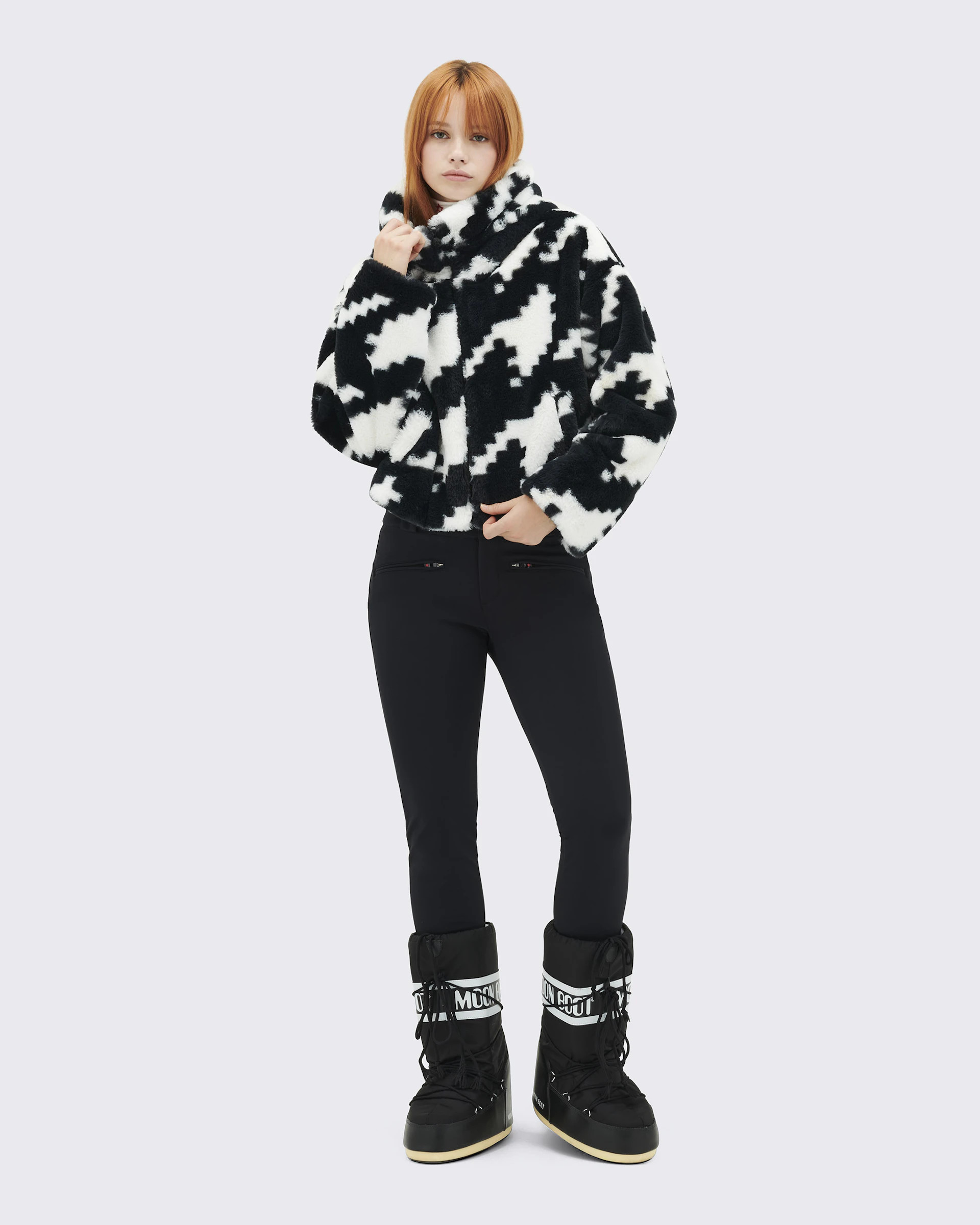 Houndstooth Noelle Faux Fur Jacket | Perfect Moment