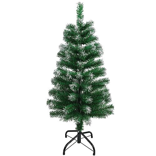 CCINEE 3FT Artificial Christmas Tree, Small Mini Table Top Green Xmas Tree with Flocking Snow Frost Tip and Metal Stand for Porch Coffee Table Centerpiece Arrangements Home Office Holiday Decor | Amazon (US)
