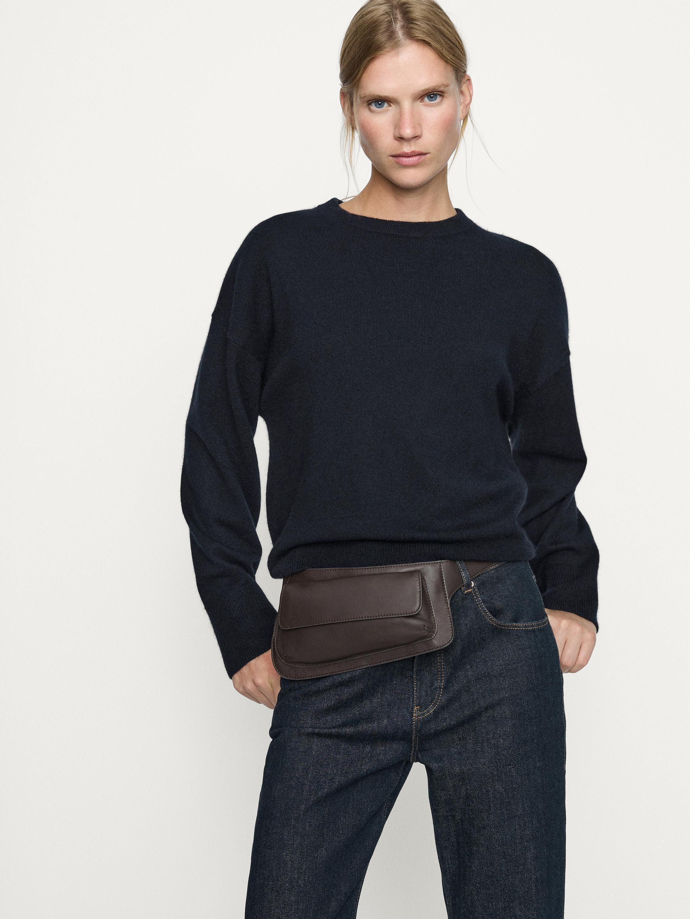 Faded straight-leg high-waist jeans | Massimo Dutti US
