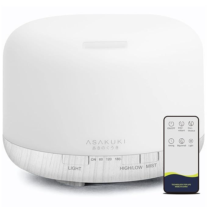 ASAKUKI 500ml Premium, Essential Oil Diffuser with Remote Control, 5 in 1 Ultrasonic Aromatherapy... | Amazon (US)