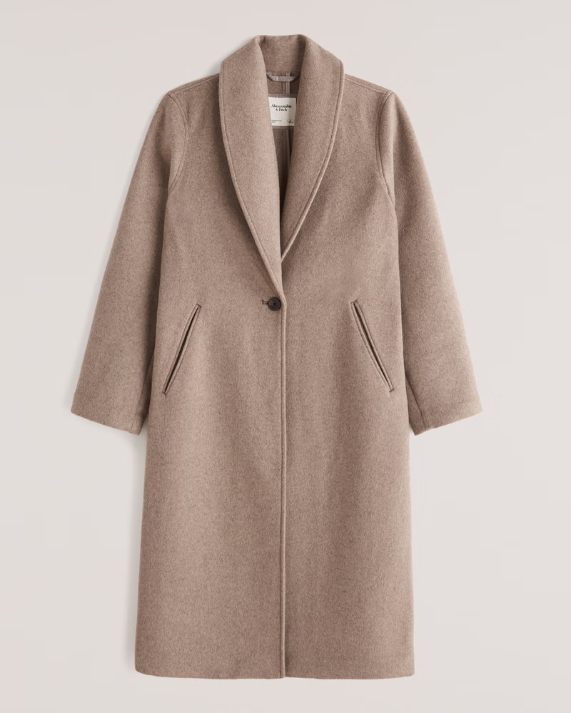 Wool-Blend Double Cloth Blanket Coat | Abercrombie & Fitch (US)