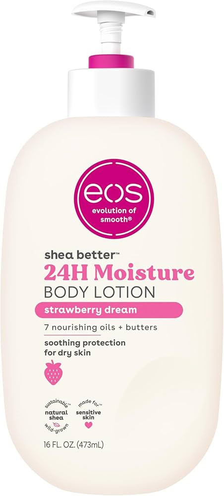 eos Shea Better Body Lotion- Strawberry Dream, 24-Hour Moisture Skin Care, Lightweight & Non-Grea... | Amazon (US)