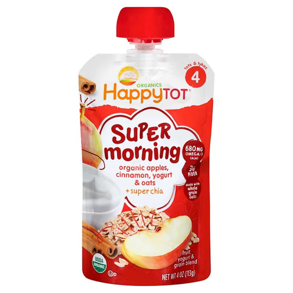 HappyTot Super Morning Organic Apples Cinnamon Yogurt & Oats with Superchia Baby Food Pouch - 4oz | Target