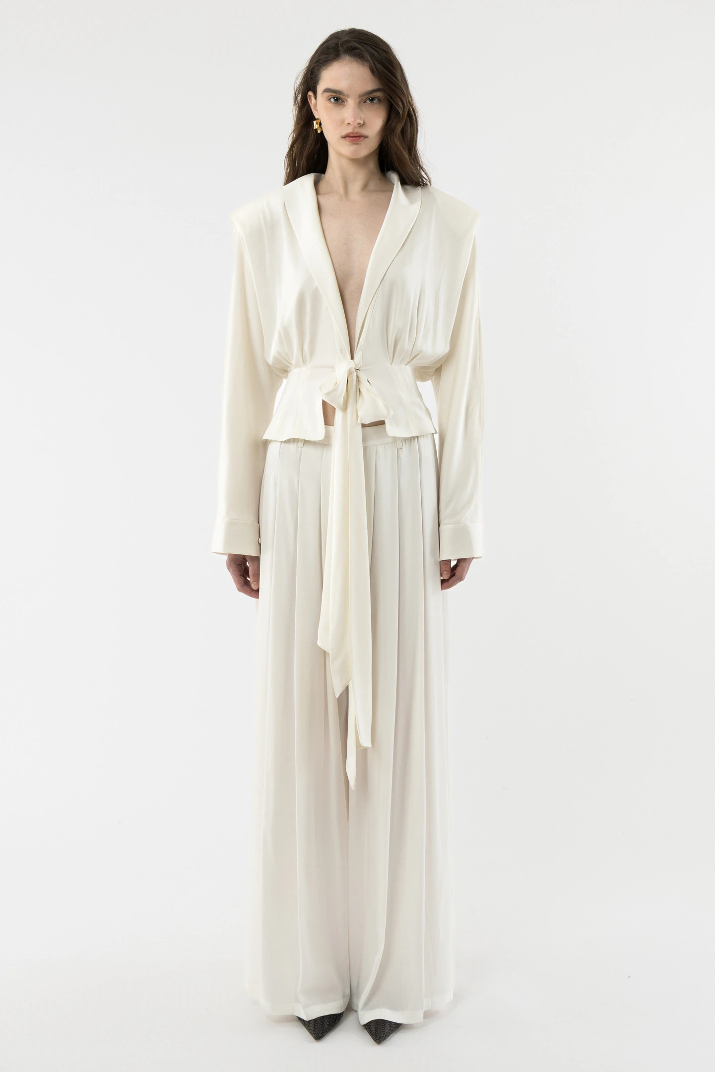 Front Tie Silk Blouse | ARAKII
