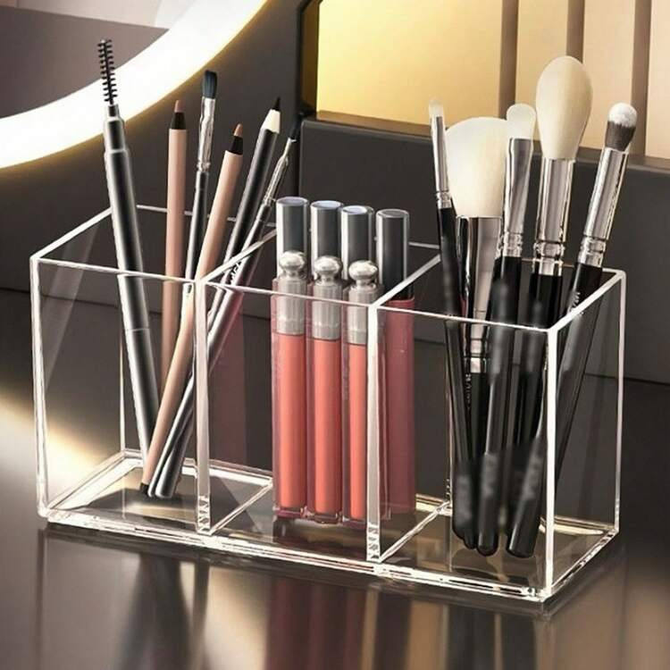 1 Stück Transparenter Kunststoff Make-Up Pinsel Halter, Geeignet Für Schminktisch, Badezimmer, Schlafzimmer, Kann Make-Up Pinsel, Stifte, Kosmetika, Schlafzimmer Dekoration, Aufbewahrungsbox, Make-Up Pinsel Halter, Reiseaccessoires, Aufbewahrungsbox, Schönheit, Make-Up Etui, Make-Up Pinsel Halter Aufbewahren | SHEIN