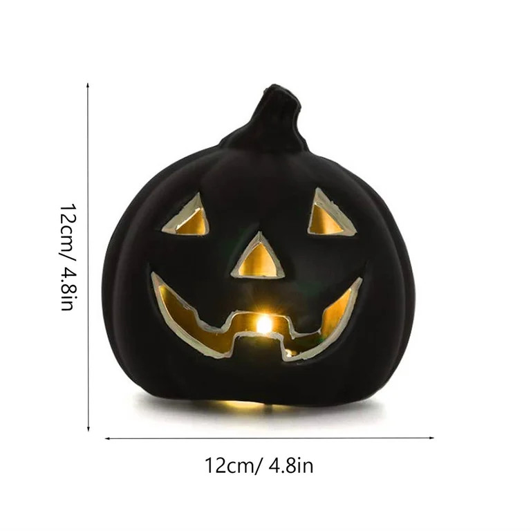 Black Halloween Pumpkin Lantern, Classic Jack-O'-Lantern for Decor & Trick-or-Treat | Walmart (US)