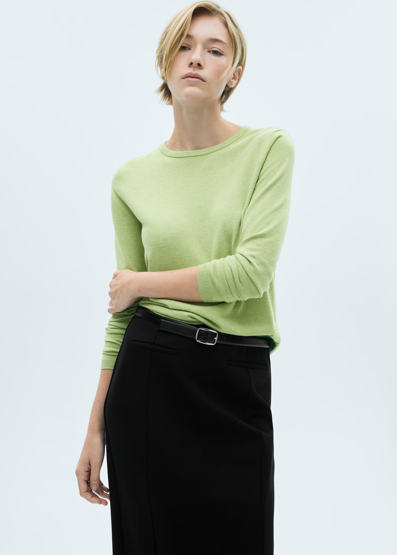 Fine-knit crew-neck sweater | MANGO (US)