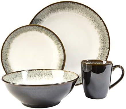 Sango Novelle 16-Piece Stoneware Dinnerware Set with Round Plates, Bowls, and Mugs, Moss Green | Amazon (US)