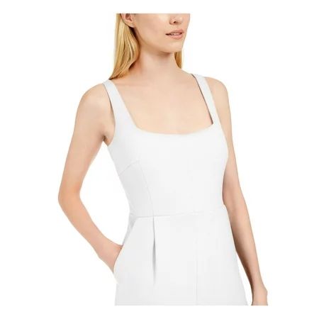 CALVIN KLEIN Womens White Sleeveless Square Neck Straight leg Evening Jumpsuit Size 6 | Walmart (US)
