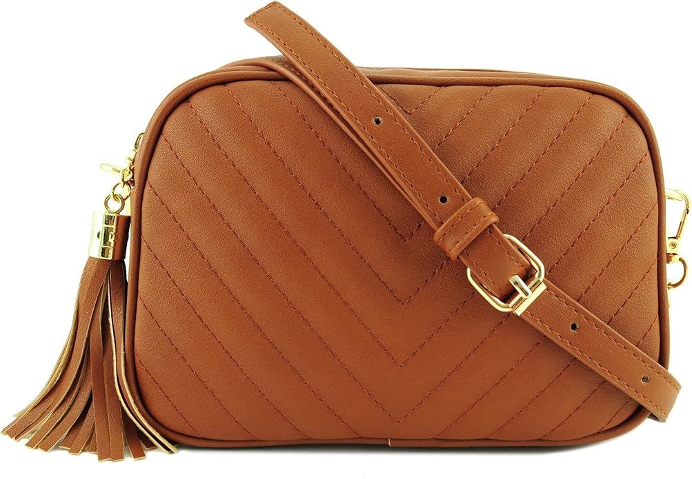 Simple Shoulder Crossbody Bag With Metal Chain Strap And Tassel Top Zipper | Amazon (US)