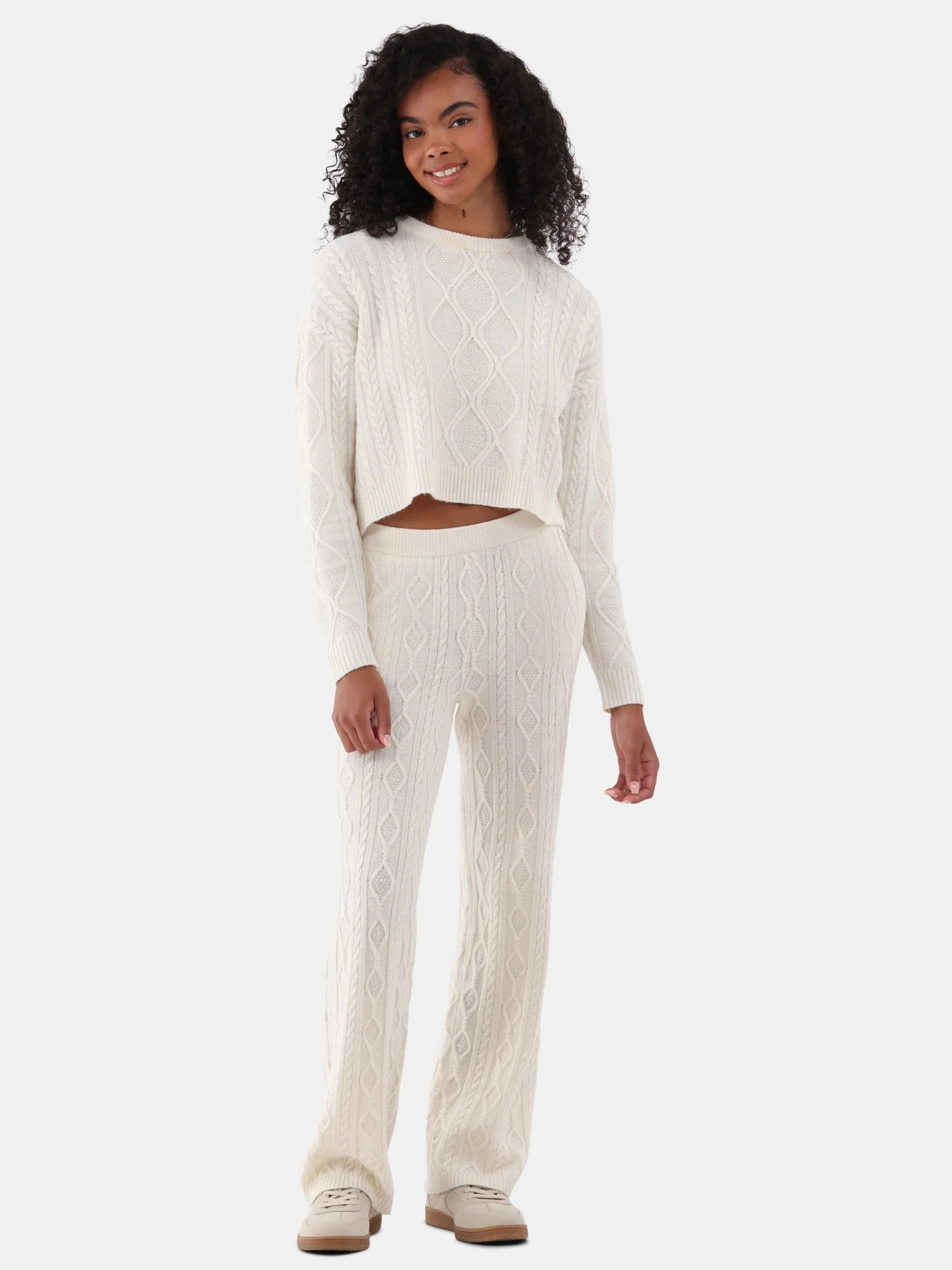 No Boundaries Cable Sweater Set, Women's - Walmart.com | Walmart (US)