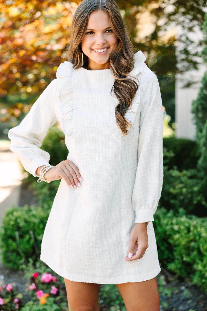 You're The One Ivory White Tweed Dress | The Mint Julep Boutique