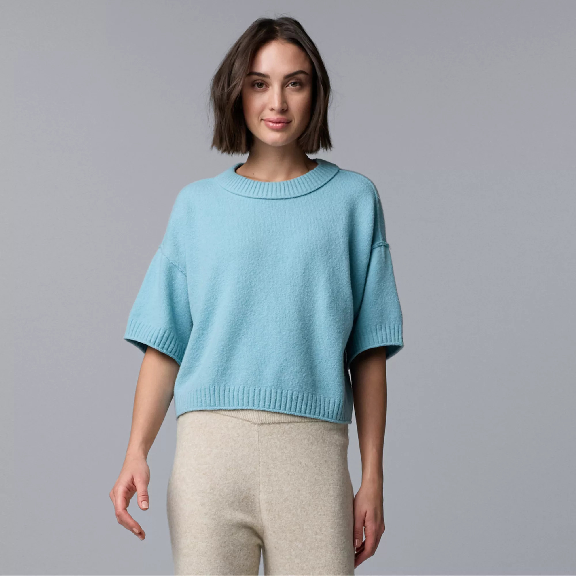 Women's Simply Vera Vera Wang Luxe Cashmere Blend Short Sleeve Sweater | Kohl's