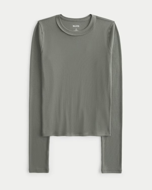 Ribbed Long-Sleeve Crew Top | Hollister (US)