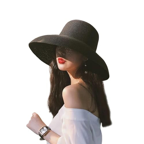 Wide-Brim Classic Elegant Style Foldable Straw Hat Women's Retro UV Resistant Sun Hats for Outdoo... | Amazon (US)