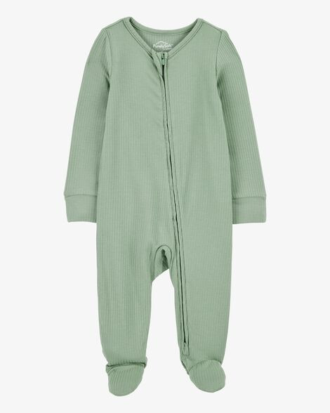 Baby Solid 2-Way Zip PurelySoft Sleep & Play Pajamas - Green | Carter's Inc