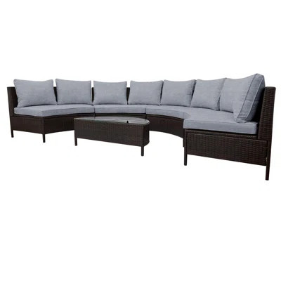 Versatile Comfort Pe Rattan Half-moon Sofa Set For Relaxing Outdoor Gatherings | Wayfair North America