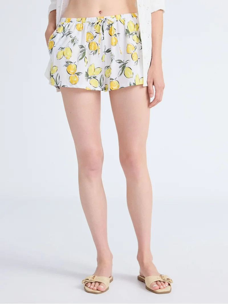 Free Assembly Women's Lemon Cotton Coverup Shorts, Sizes XXS-XXL | Walmart (US)