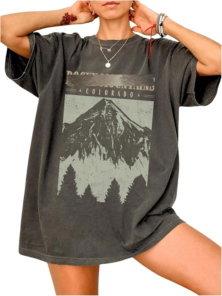 SOLY HUX Women's Oversized Graphic Tees Drop Shoulder Half Sleeve Loose Casual T Shirt Tops | Amazon (US)