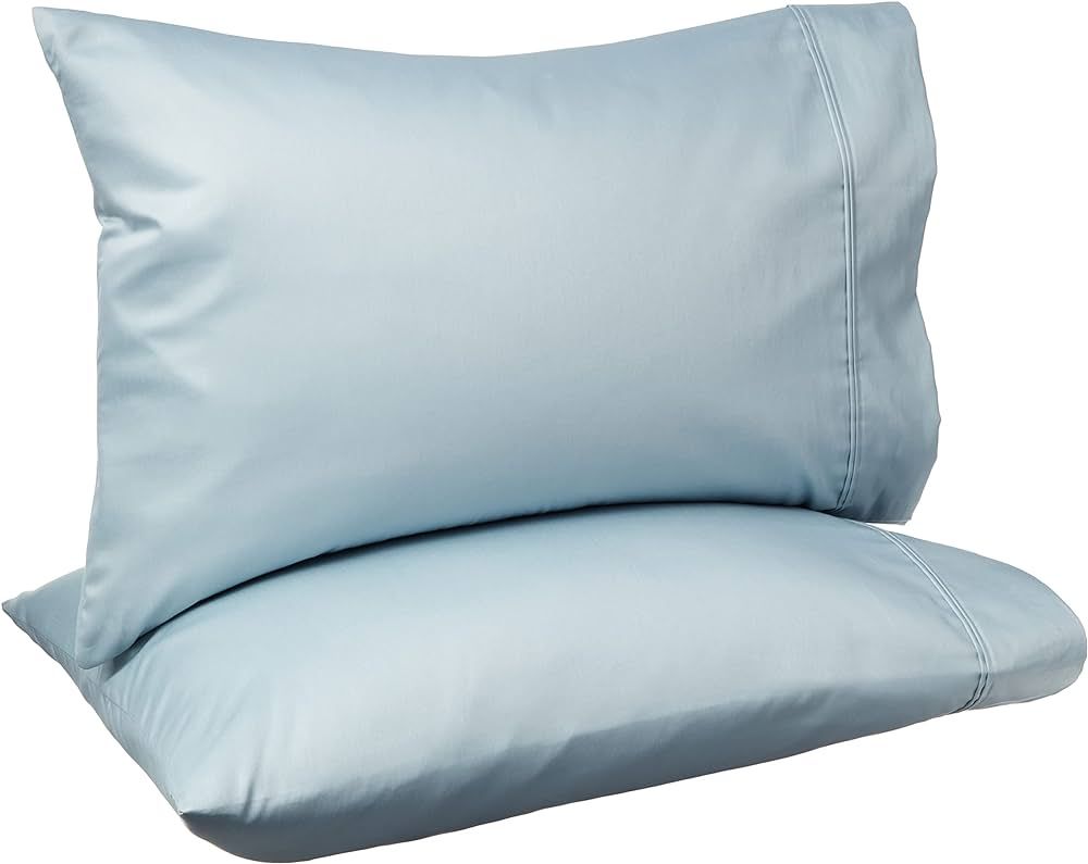 Amazon Basics 400 Thread Count Cotton Pillow Case, Standard, Set of 2, 30" L x 20" W, Smoke Blue | Amazon (US)