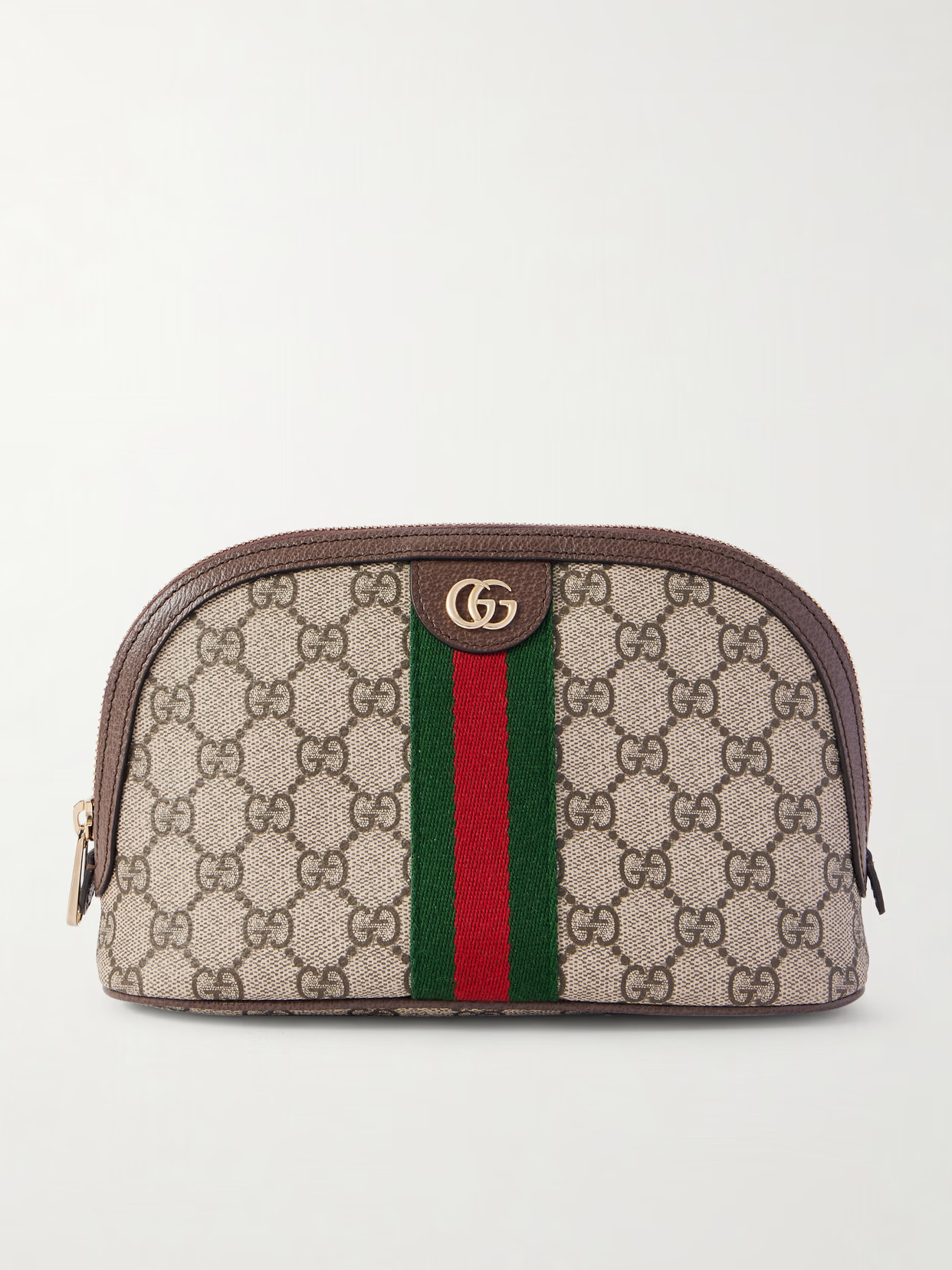 Gucci - Ophidia Webbing And Leather-trimmed Coated Canvas Cosmetics Case - Neutrals | NET-A-PORTER (US)
