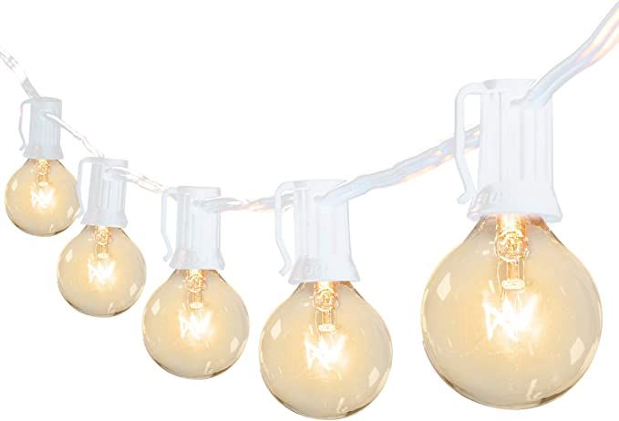 50Feet G40 Outdoor Patio White String Lights-Connectable Globe Lights with 52 Clear Bulbs(2 Spare... | Amazon (US)