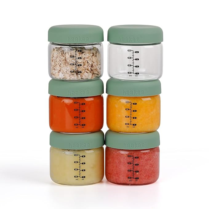 haakaa Glass Baby Food Storage Containers -6PCS 120ml/4.2oz Sealed Glass Storage Jar Set, Baby Fo... | Amazon (US)