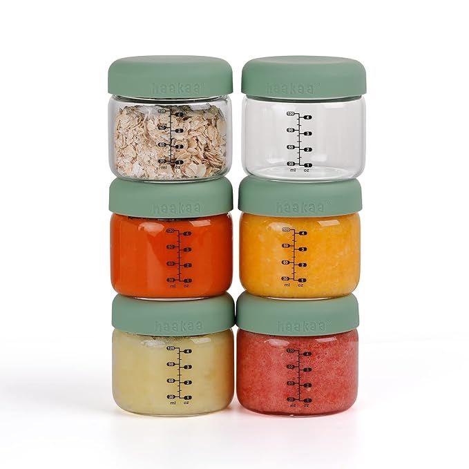 haakaa Glass Baby Food Storage Containers -6PCS 120ml/4.2oz Sealed Glass Storage Jar Set, Baby Fo... | Amazon (US)
