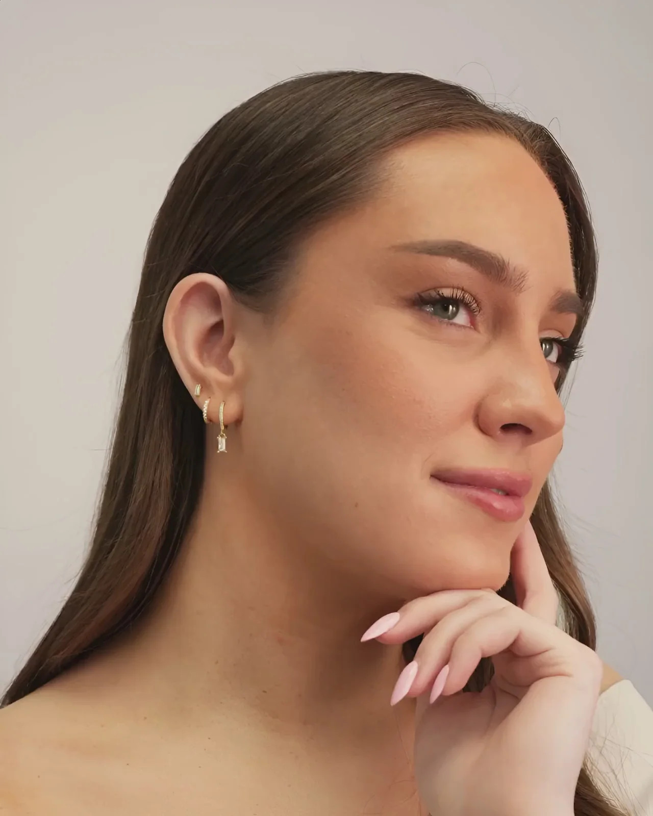 Gold Vermeil Pave Diamond Baguette Hoop Earring Set | Eyrful Artistry