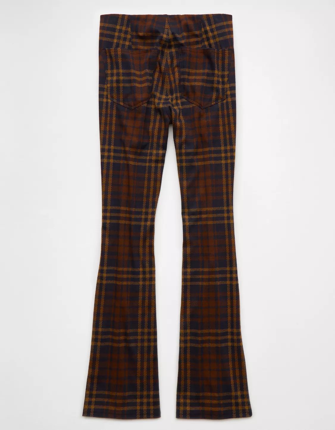 AE It Knit Pull-On High-Waisted Kick Boot Plaid Pant | American Eagle Outfitters (US & CA)