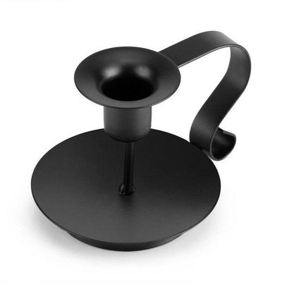 Black Candle Holder Metal Finger Loop Handle Taper Fluted Primitive Rustic Stick | eBay US