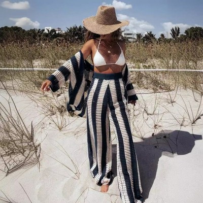 Garvee Women Summer Fashion Crochet Sets Button Up Tops with Pants Vacation Cover Up 2 Piece Outfits S Blue | Target