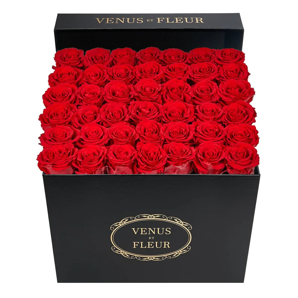 Large Square - Black Classic with Eternity Roses | Venus ET Fleur