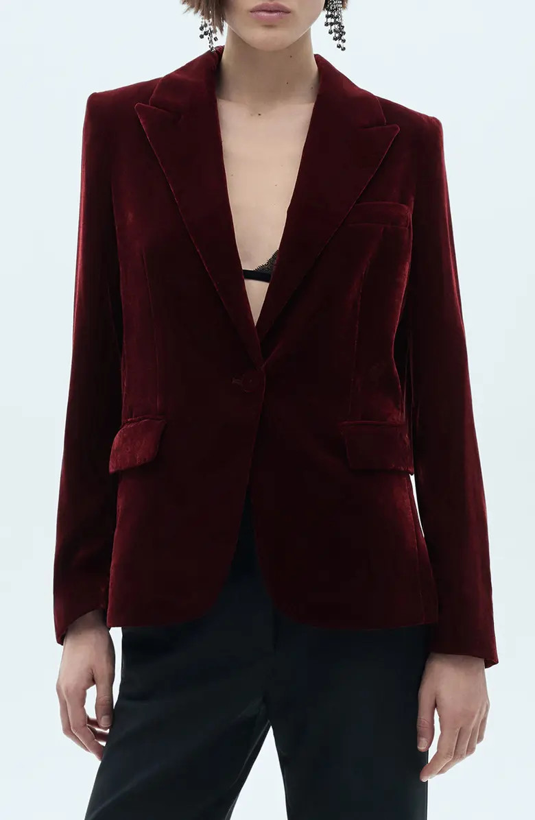 MANGO Structured Velvet Blazer | Nordstrom | Nordstrom