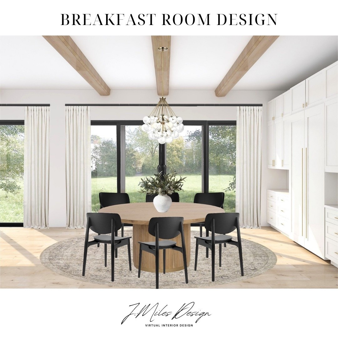 Where modern minimalism meets cozy charm — this breakfast room is serving up style with warm wood beams, statement lighting, and a perfect round table moment. 🖤☀️ #BreakfastNookGoals #InteriorInspo #NeutralHome

#LTKSaleAlert #LTKHome