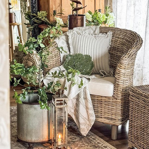 Rattan Barrel Chair | Antique Farm House