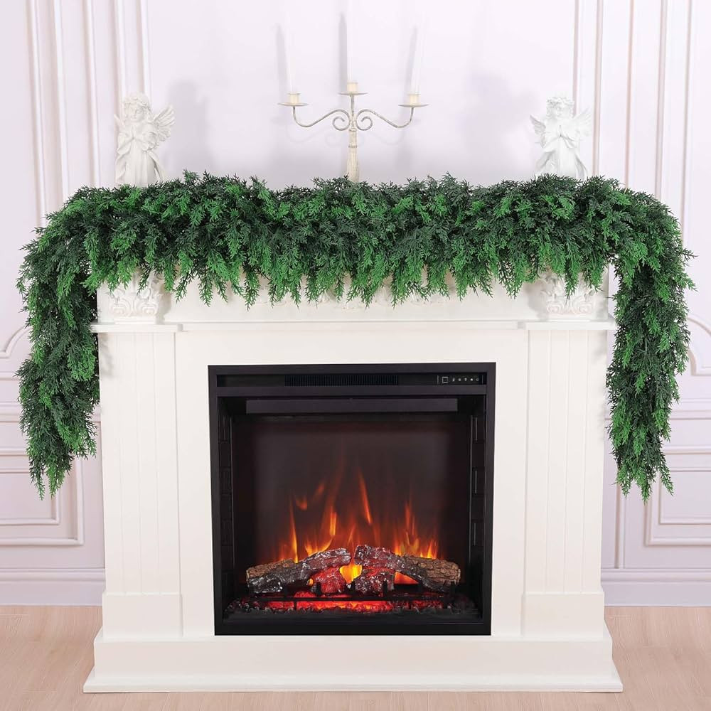 Hananona 6 FT Artificial Cedar Garlands, Real Touch Winter Cedar Cypress Garland, Green Artificia... | Amazon (US)