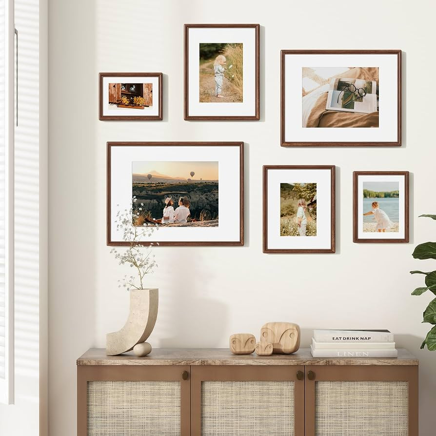 16X20 Picture Frame Set of 2, Natural Solid Walnut Wood Photo Frame with High Tempered Glass, Han... | Amazon (US)