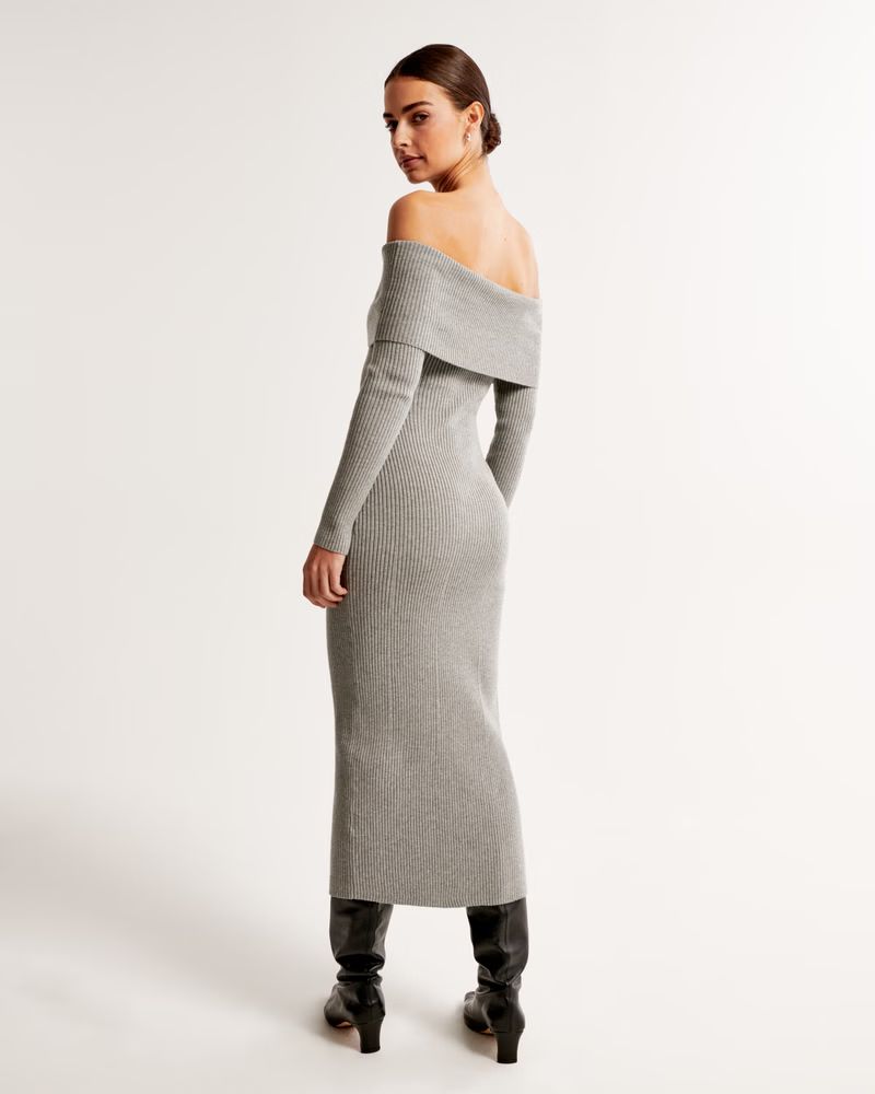Off-The-Shoulder Midi Sweater Dress | Abercrombie & Fitch (US)