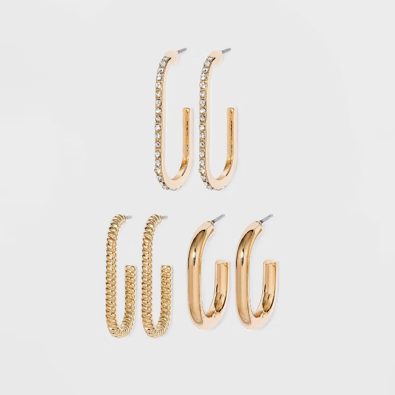 SUGARFIX by BaubleBar Gold Huggie Hoop Earring Set 3pc - Gold | Target