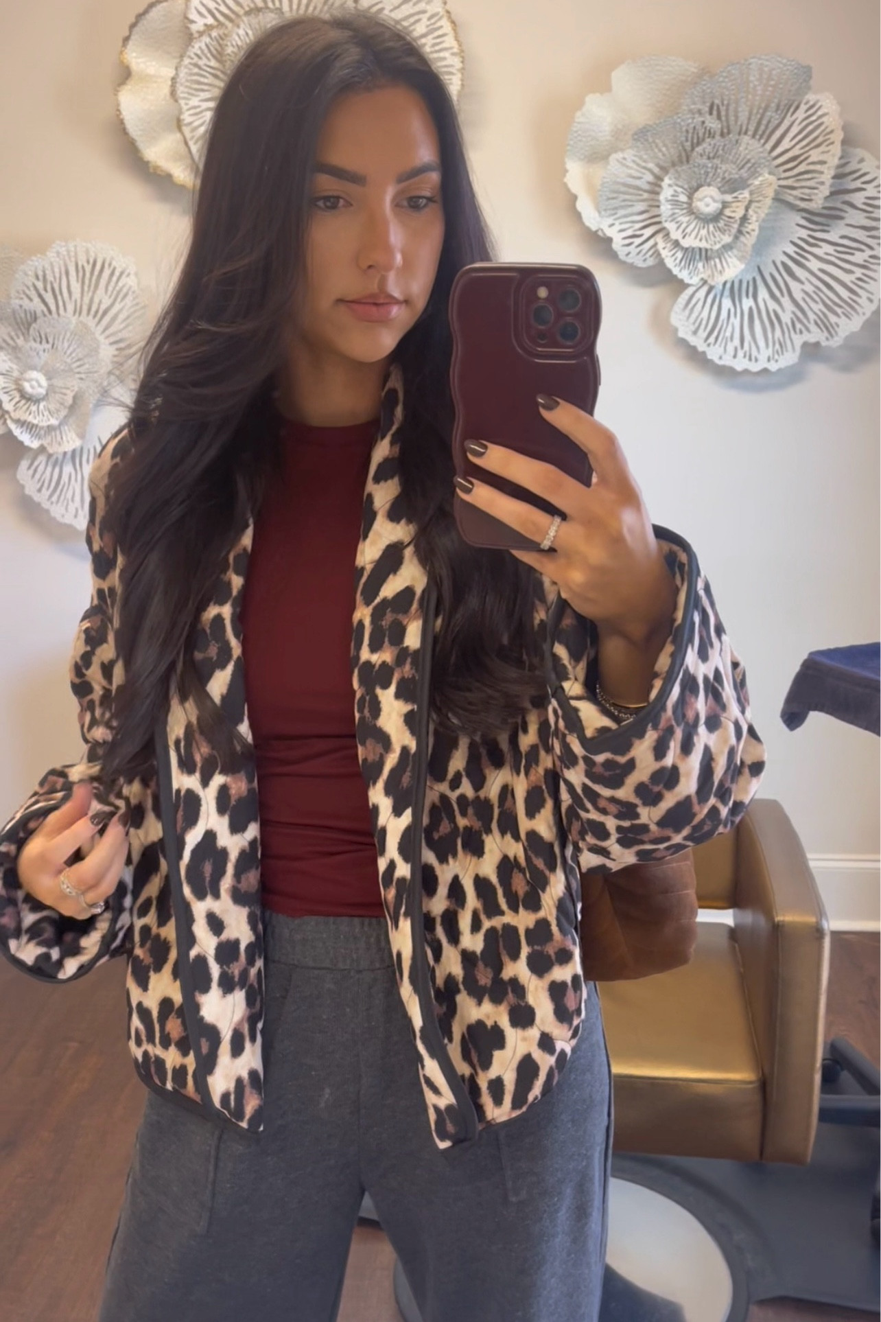 Amazon leopard quilted puffer jacket and maroon shirt and grey sweatpants Black Friday Amazon sale 

#LTKFindsUnder50 #LTKSaleAlert #LTKSeasonal