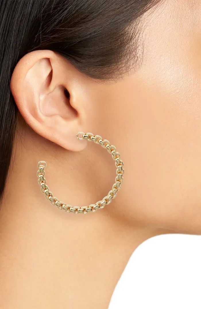 Open Edit Frozen Box Chain Hoop Earrings | Nordstrom | Nordstrom